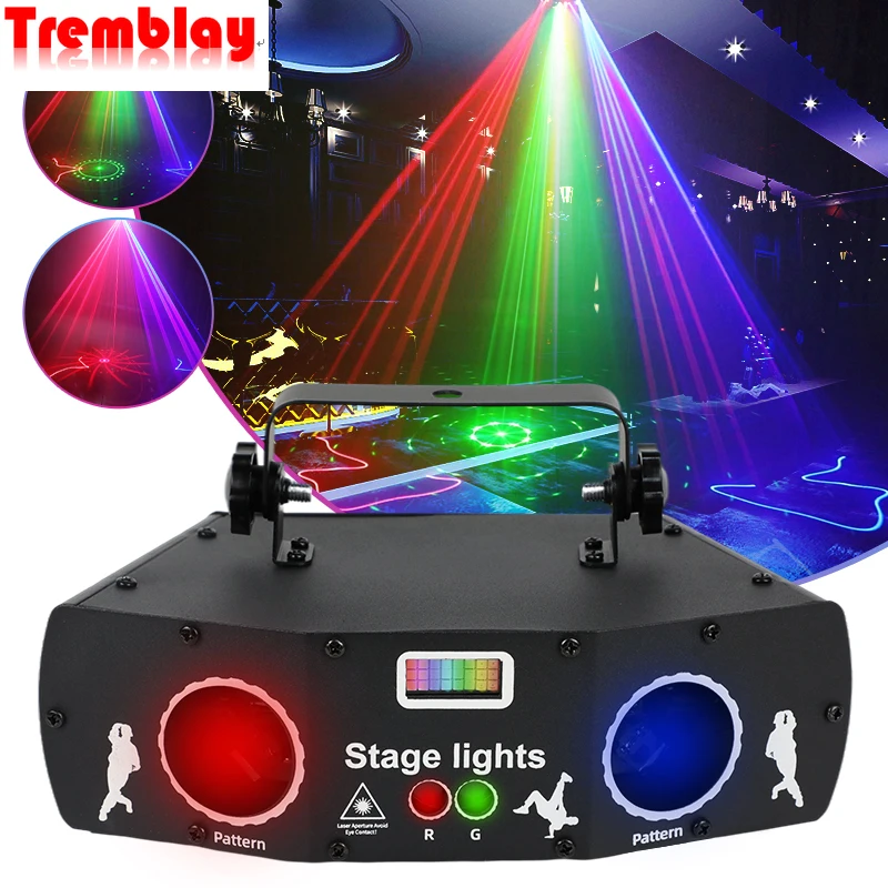 5 eyes 3 in 1 Laser Stage Light DMX512 Controller Effect RGB Projector LED Strobe Light Bar Large Performance Stage Decoration