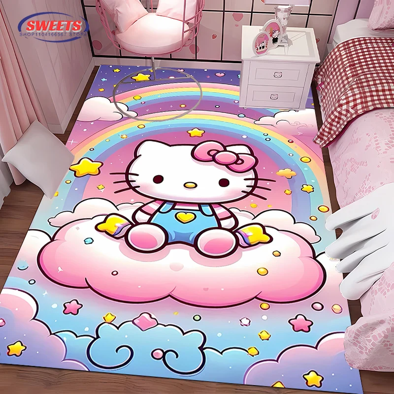 Yeni gelen! Karikatür Miniso Halı, Sanrio Hello Kittey Oturma Odası Yatak Odası Yatak Mat, kaymaz Dayanıklı Geniş Alan Ev Ofis Halısı