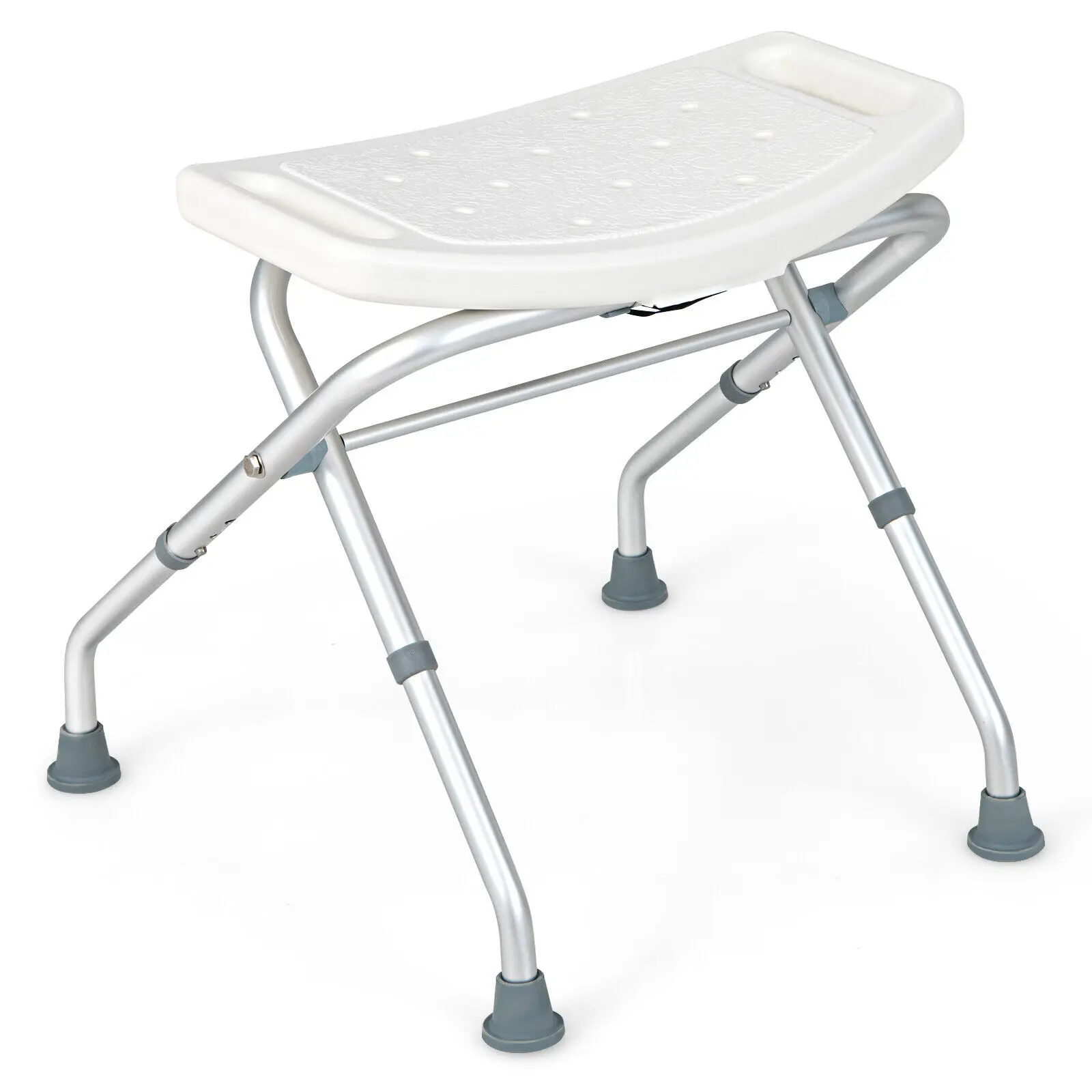 ERGOMASTER Folding Shower Stool Height Adjustable Bath Chair Non-Slip Shower Seat Portable