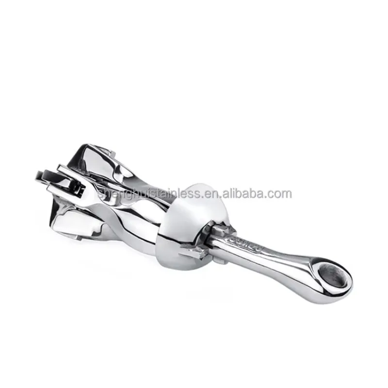 Folding Grapnel Anchor, 316 Stainless Steel, Compact 4-Tine Folding Design, Marine Hardware, for Inflatable Boat Dinghy Kayak