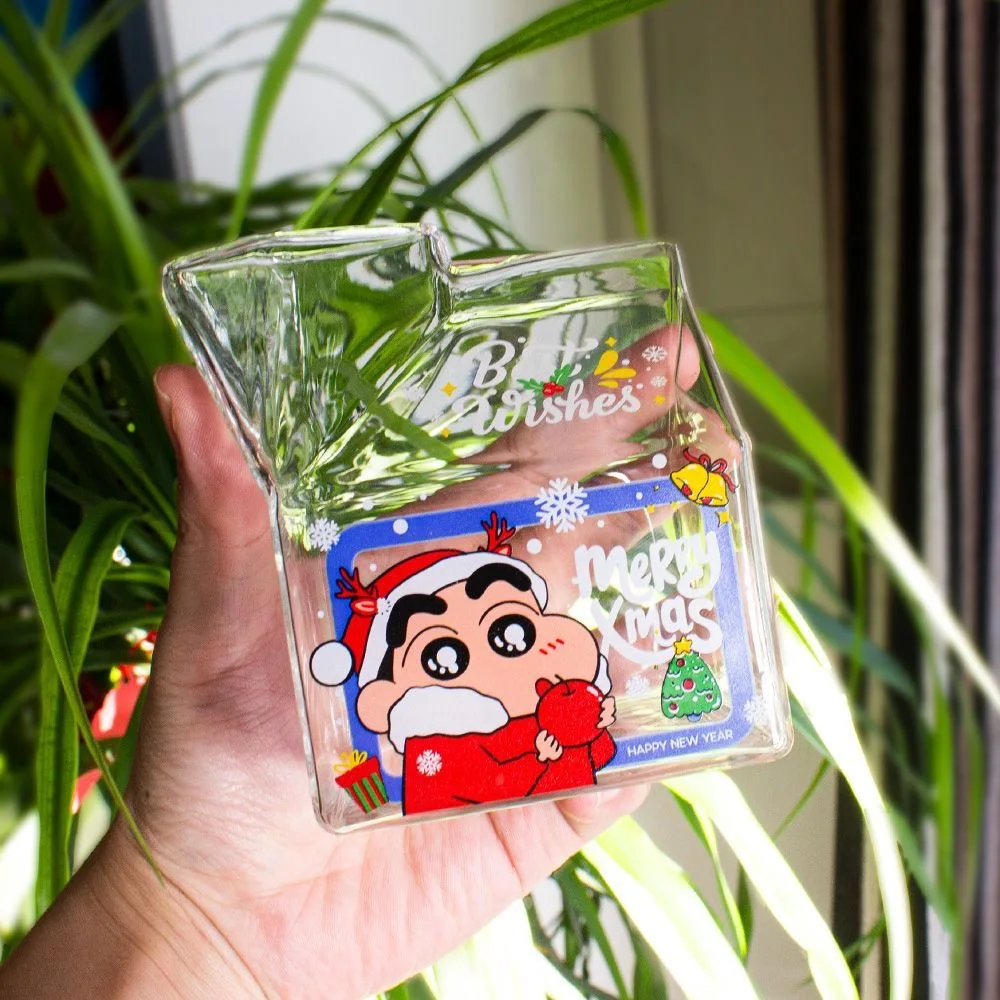 Cartoon Crayon Shin-Chan Crocodile Glass Hexagonal Cup Cola Cup Heat-Resistant Glass Milk Juice Cup Girls Creative Gifts Periphe