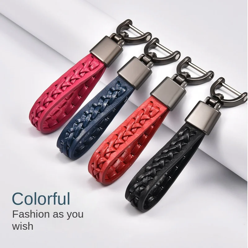 

Car Keychain Horseshoe Buckle Leather Dynamic Rope Pendant Universal Model Keychain Personalized Creative Lanyard Chain New