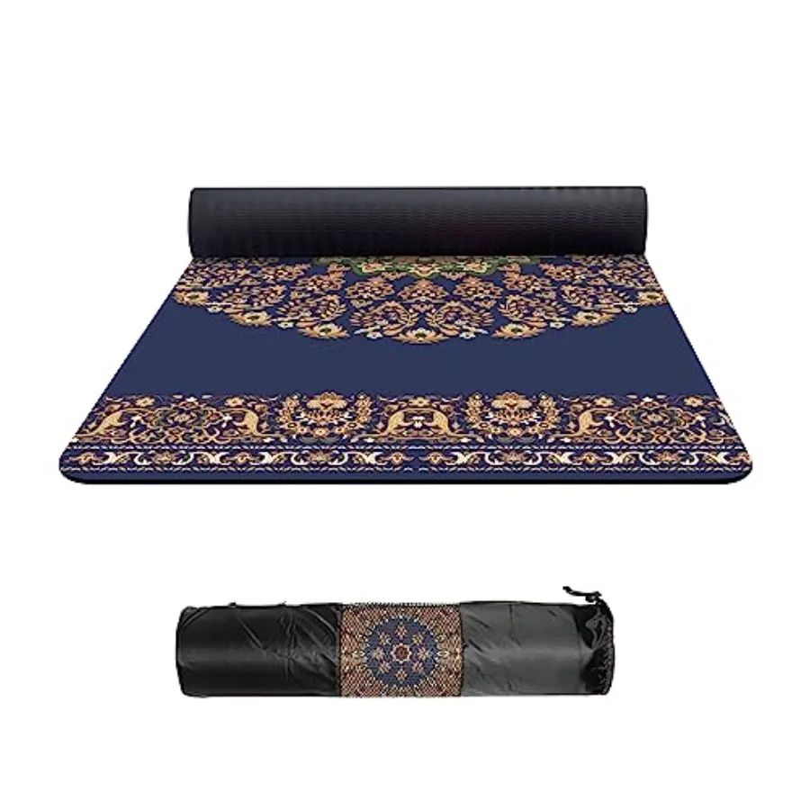 

TPE Large Yoga Mat Non-Slip Exercise Fitness Mat with Carry Bag Extra Wide Yoga Mats for Women 72"x32" Extra Thick 6mm for Home