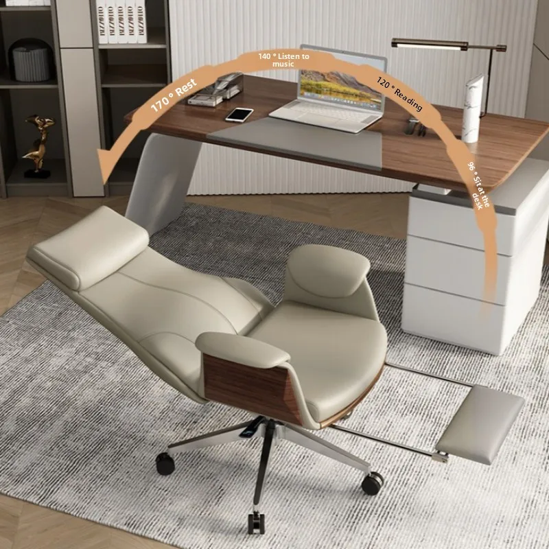 Leather office boss chair home study Height adjustable lunch break office chair comfortable sedia ufficio ergonomica Furniture