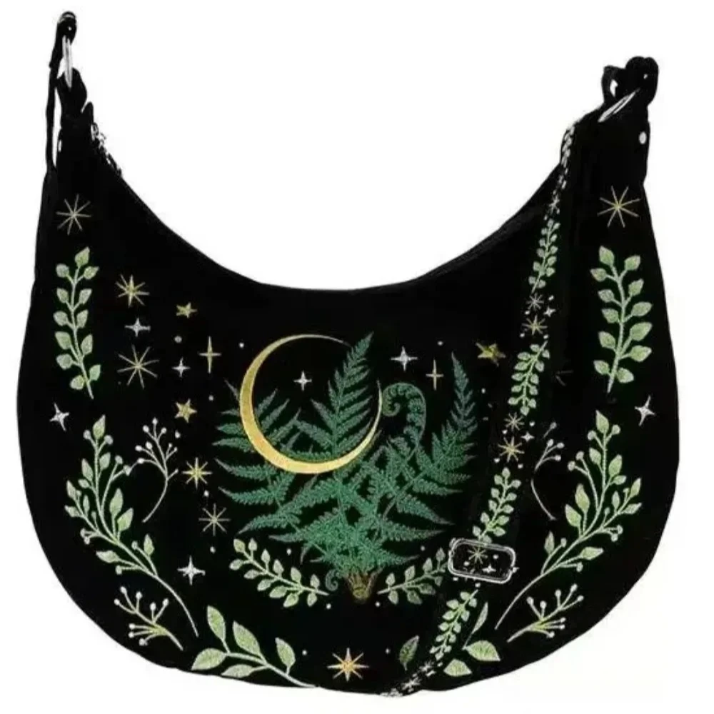 

Botanical Embroidery Bags for Woman Underarm Shoulder Bag Y2k Bolsos mujer Creative Sac Femme Bolsas Harajuku Gothic Bolsa