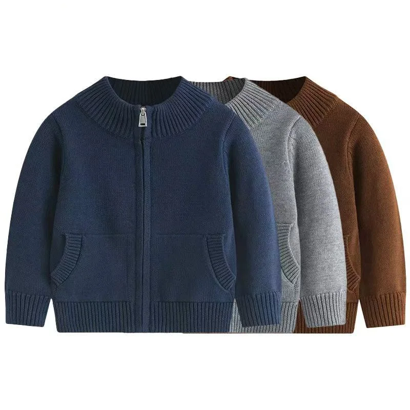 

Sweater 2025 Autumn New Children's Clothing Korean Style Boys and Girls Half High Neck Zipper Knitted Cardigan Casual