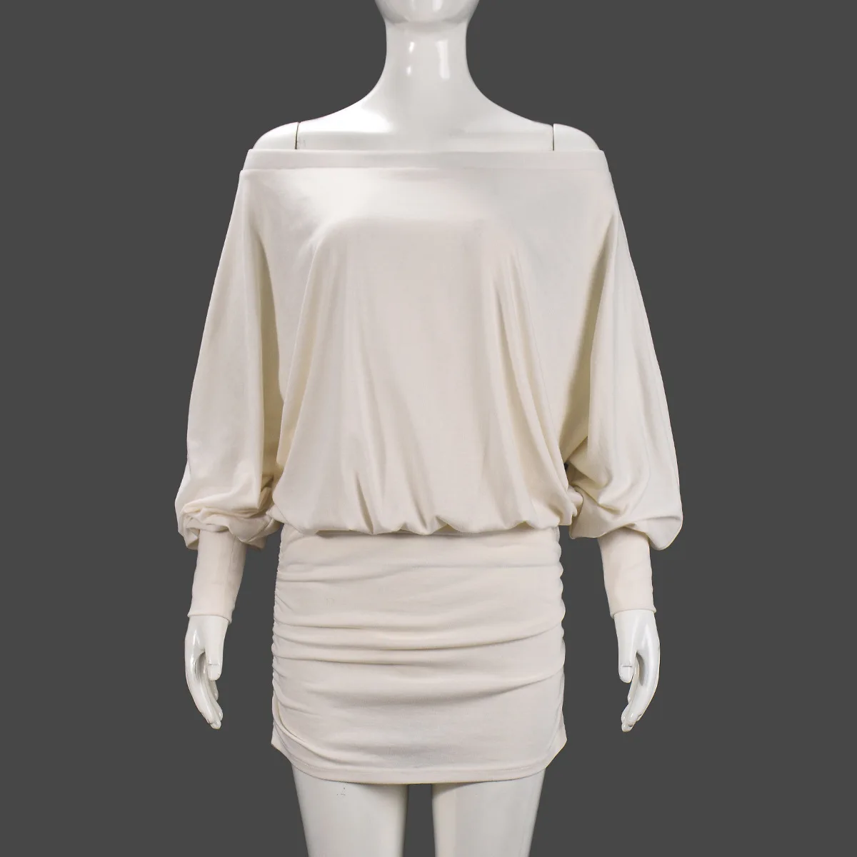 AliExpress الأكثر مبيعاً 2025 الخريف منتج جديد سليم صالح الورك ملفوفة بأكمام طويلة كلمة واحدة فستان بكتف المرأة cw10901 #2