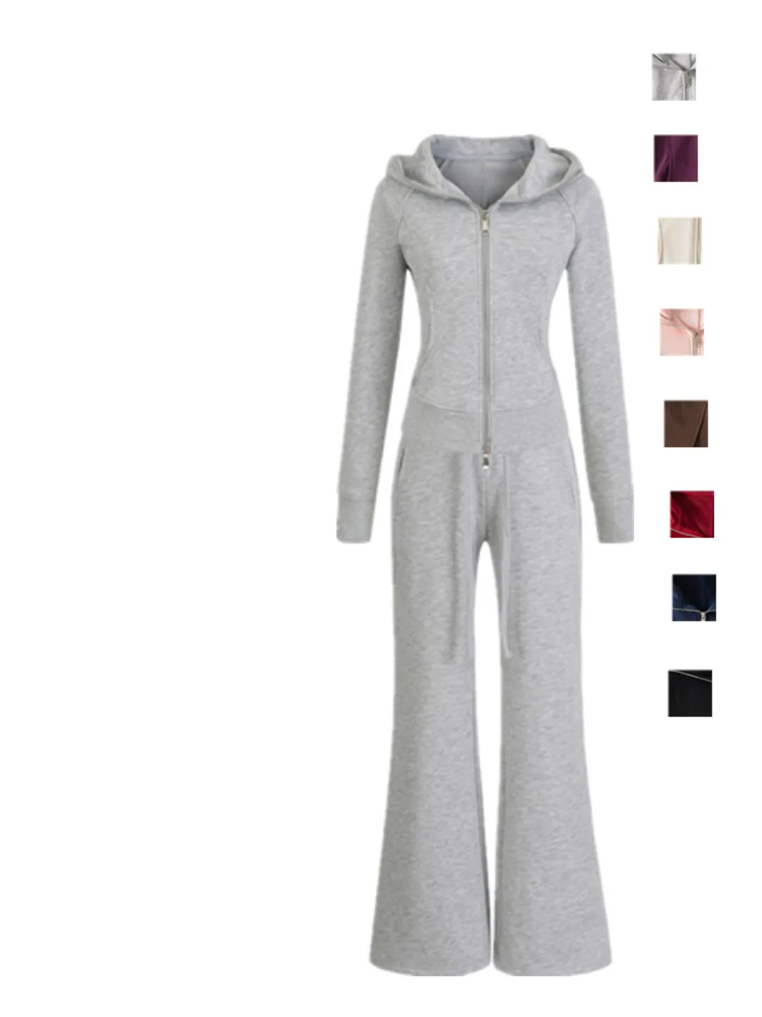 

Американский Sle Faionable Fce Warmth Contour Zipper Талия с низкой талией и запахом Длинные брюки Модный комплект из двух предметов Пальто с капюшоном