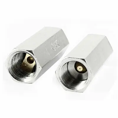 2 x Silver Tone 11.6mm 1/4PT Female Threaded Water Straight One Way Check Valve