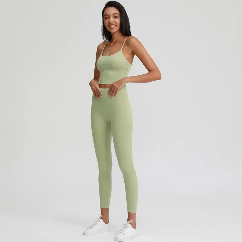 Conjunto de traje de Yoga de cintura alta desnudo para mujer, traje de Fitness, parte de atrás bonita, sujetador deportivo, glúteos de melocotón, superventas