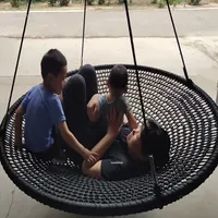 Outdoor Garden Hammock Round Hanging Swings with Rope for Adults and Children Leisure Lounge Chair Camping Lightweight Hammock Y