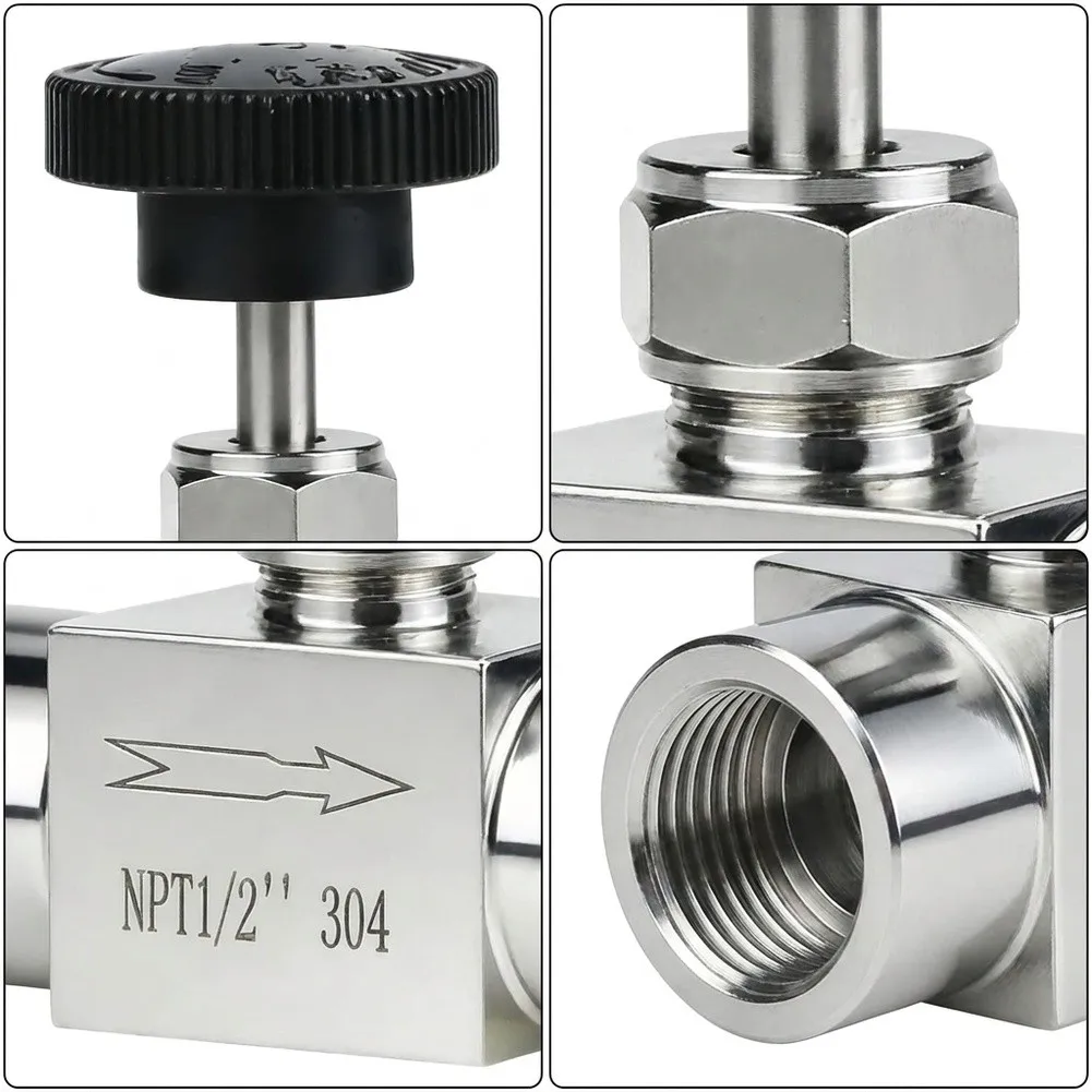 304 Stainless Steel 12 NPT Needle Valve Rated for 900 PSI and Temperatures from 40 F to 400 F for Demanding Applications
