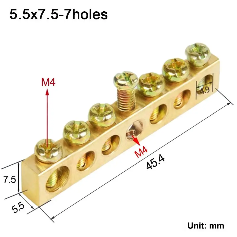 Copper Wire Connector Multi-specification With Hole Screw Brass Connection Row Brass Row Junction Box Power Distribution Cabinet