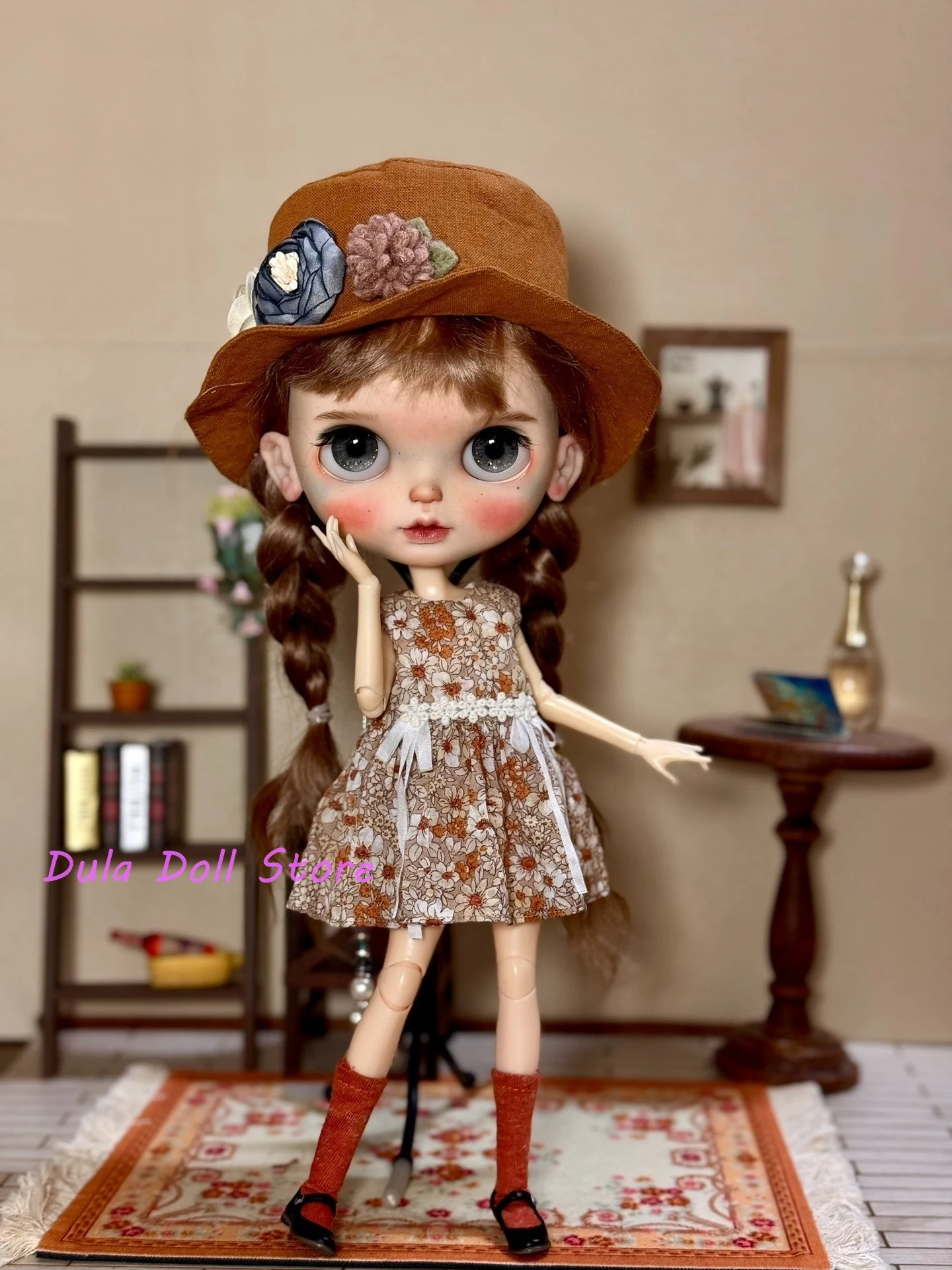 

Dula Doll Clothes and dress French style literary floral summer dress set Blythe ob24 ob22 ICY JerryB 1/6 Doll Accessories