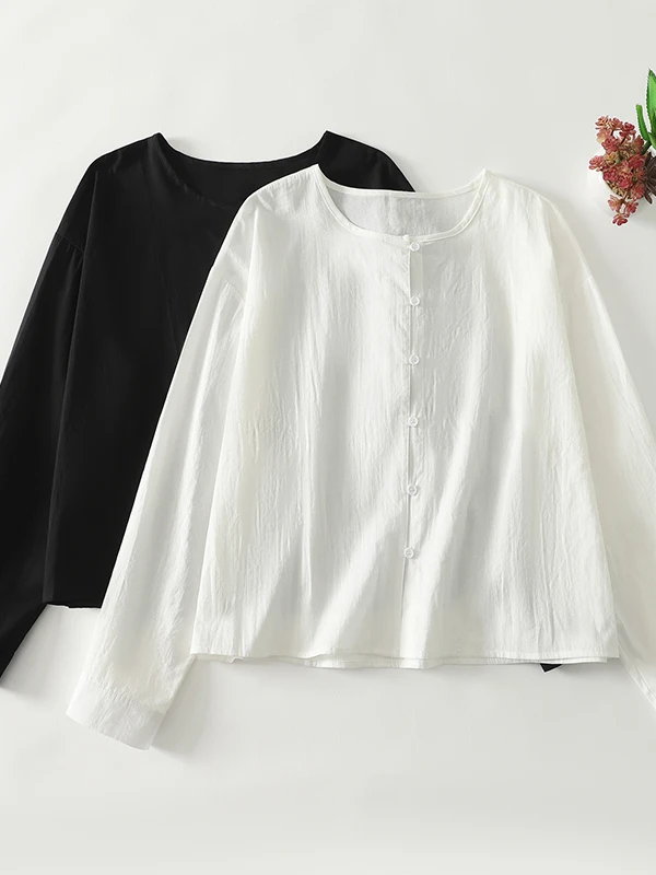 

High-End plus Size Women's round Neck Shirt New Chinese Style Light National Trend Casual Loose Fit Long Sleeve T-Shirt
