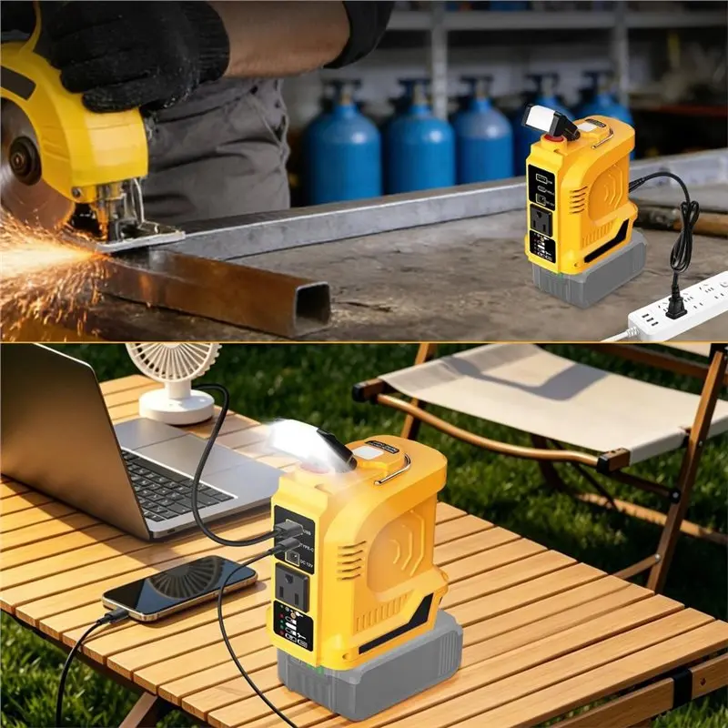 LICE-Power Inverter 18V To 110V For Dewal 20V Battery USB-C US Plug