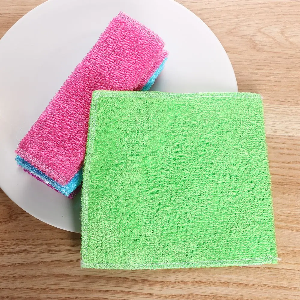 1/5PCS Magic Bamboo Fiber Kitchen & Dinning Anti-grease Cleaning Rags Washing Towel Dish Cloth Scouring Pad