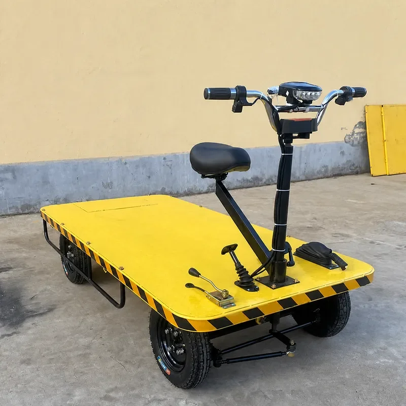 Custom Electric Four Wheel Flatbed Truck Cargo Handling Trolley for Warehouse Logistics Workshop Material Transport Cart