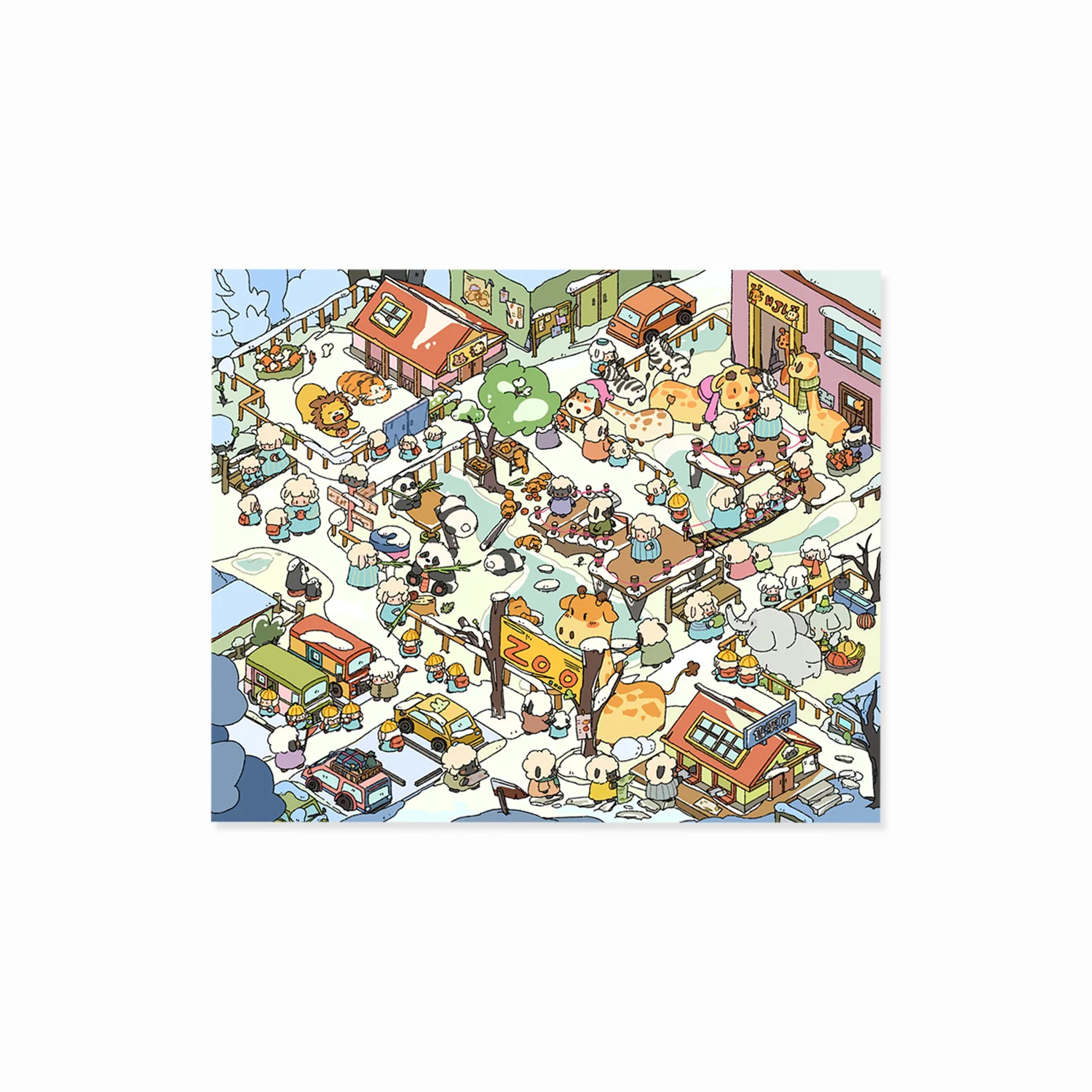 

Black Bag 4.0 "Winter Zoo" Cute Amusement Park Miniature Diorama Stickers Collage, Healing Scene Decor DIY Craft