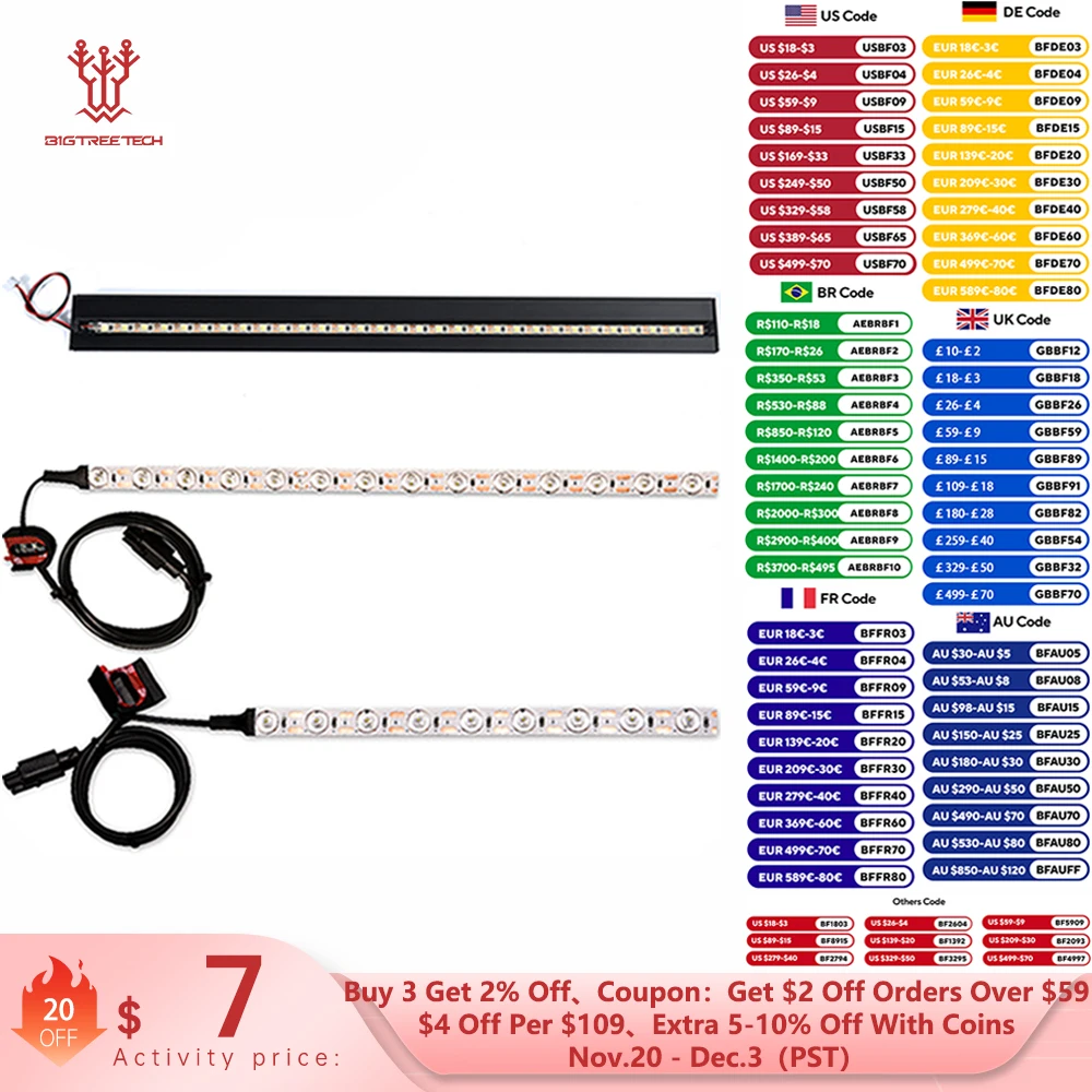 BIGTREETECH Panda Lux LED Light Bar Kit Magnetic Installation Aluminum Alloy Peel And Strip LED Strip For Bambu Lab P1 X1 A1
