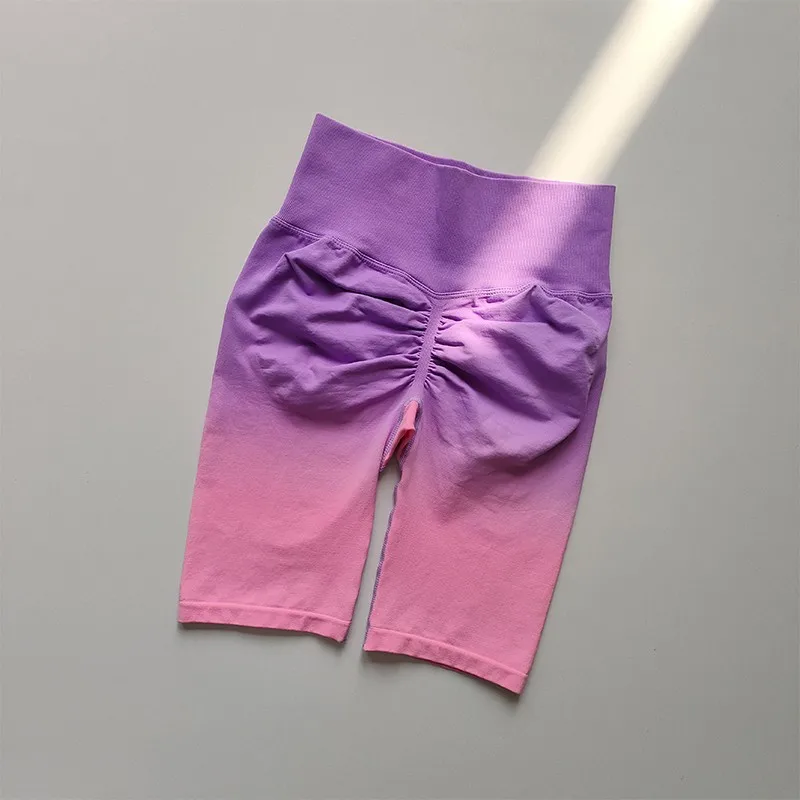 New Seamless Wind Honey Peach Hip Fitness Shorts Pants Women's Sports Tight Hip Lifting Capris High Waist Seamless YOGA SHORTS