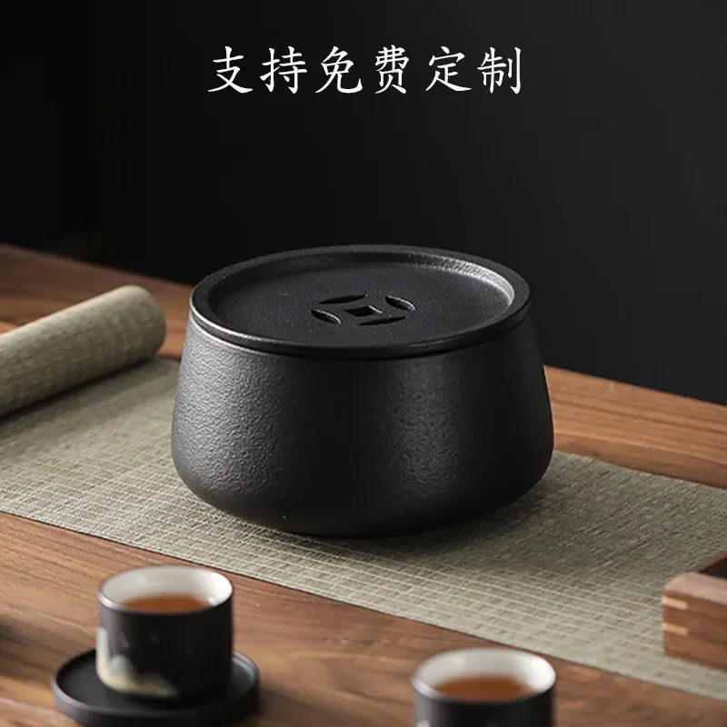 Black Pottery Ceramic Tea Washing With Cover Large Household Tea Residue Jar Jianshui Bowl Cup Washing Bowl Kung Fu Tea Ceremony