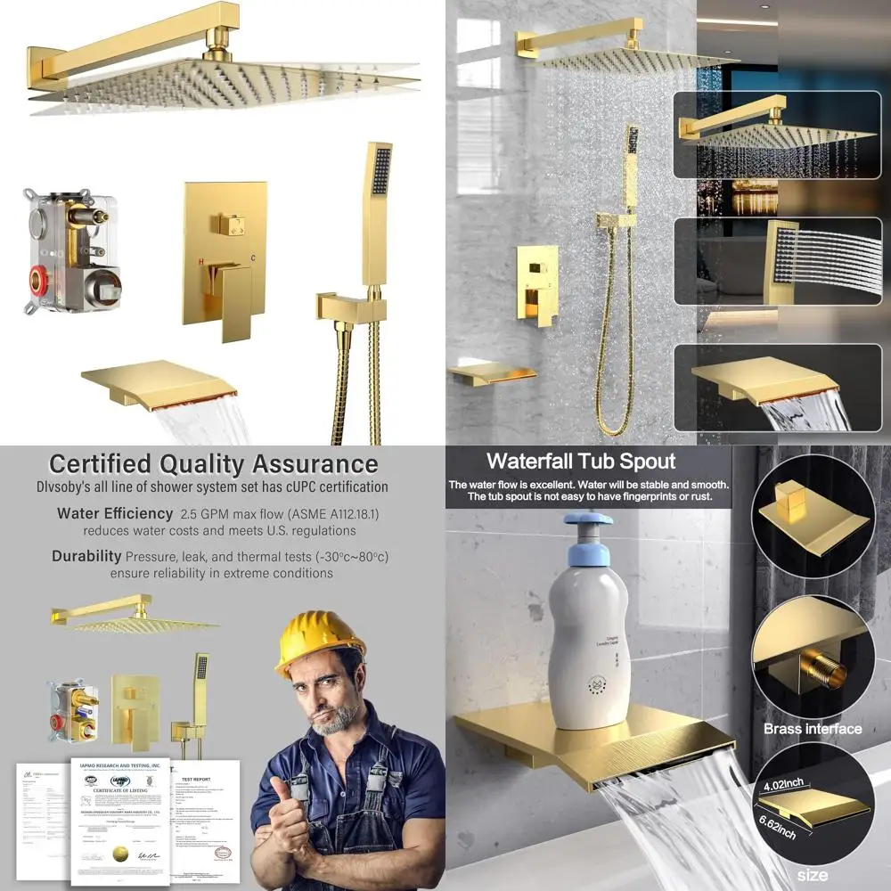 

10 Inch Wall Mounted Rain Shower System with Tub Spout and Handheld Sprayer for Modern Bathrooms