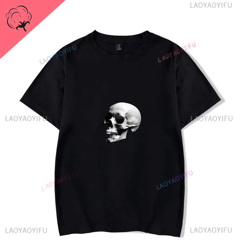 Skull animal print hip hop fashion street wear trend summer men and women universal round neck short-sleeved T-shirts