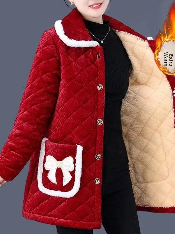 

Женская зимняя куртка с флисовой подкладкой, теплая, грязеотталкивающая, повседневная, с длинными рукавами, для мам