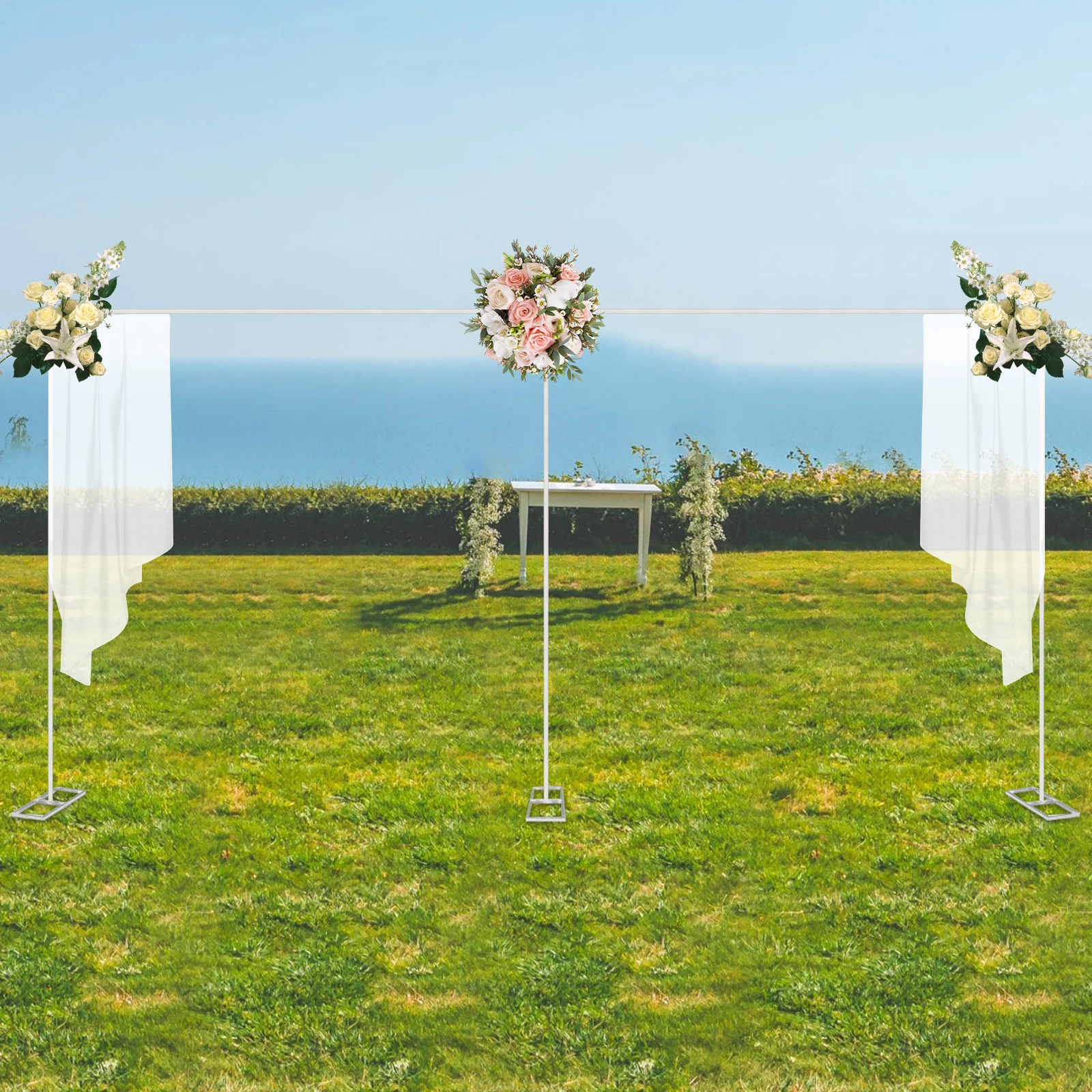 10x20ft Photography Backdrop Curtain Frame Wedding Party Backdrop Stand Pipe Kit Heavy Duty Background Support System Silver