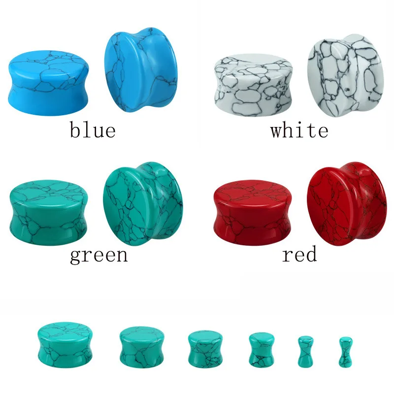 2/8 Pcs of Stone Earplugs, Earrings, Flesh Tunnel Piercing Double Horn Ear Expander, Body Jewelry for Men and Women 2g-5/8