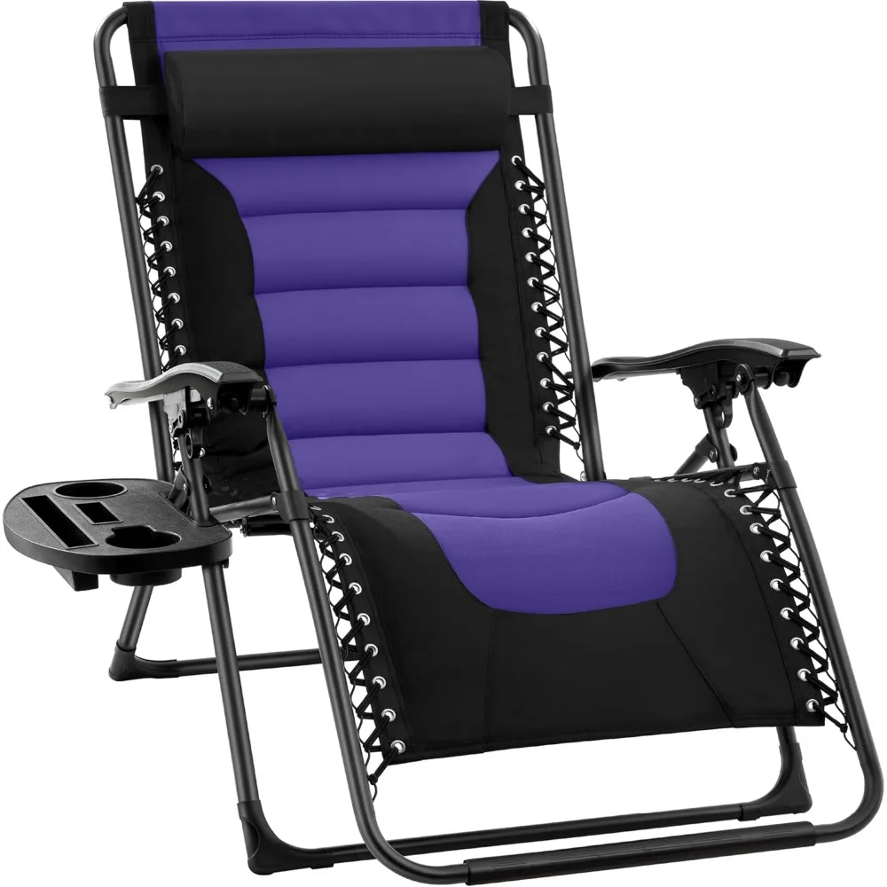 

Oversized Padded Zero Gravity Chair, Folding Outdoor Patio Recliner, XL Anti Gravity Lounger for Backyard w/Headrest