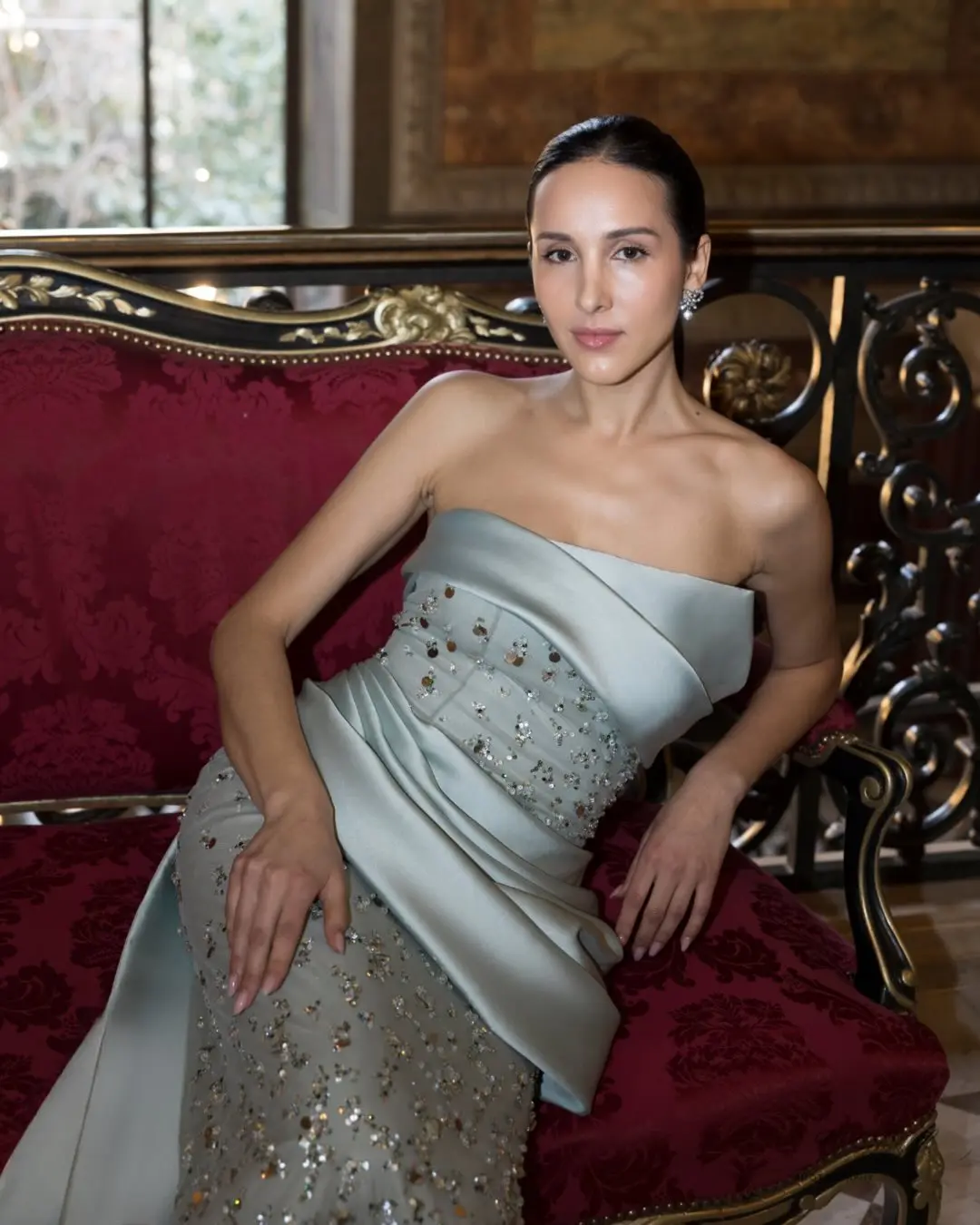 Customized Evening Dresses Exquisite Sexy Classic Jersey Pattern Sequined Straight Boat Neck Prom Dress High Quality Prom Gowns