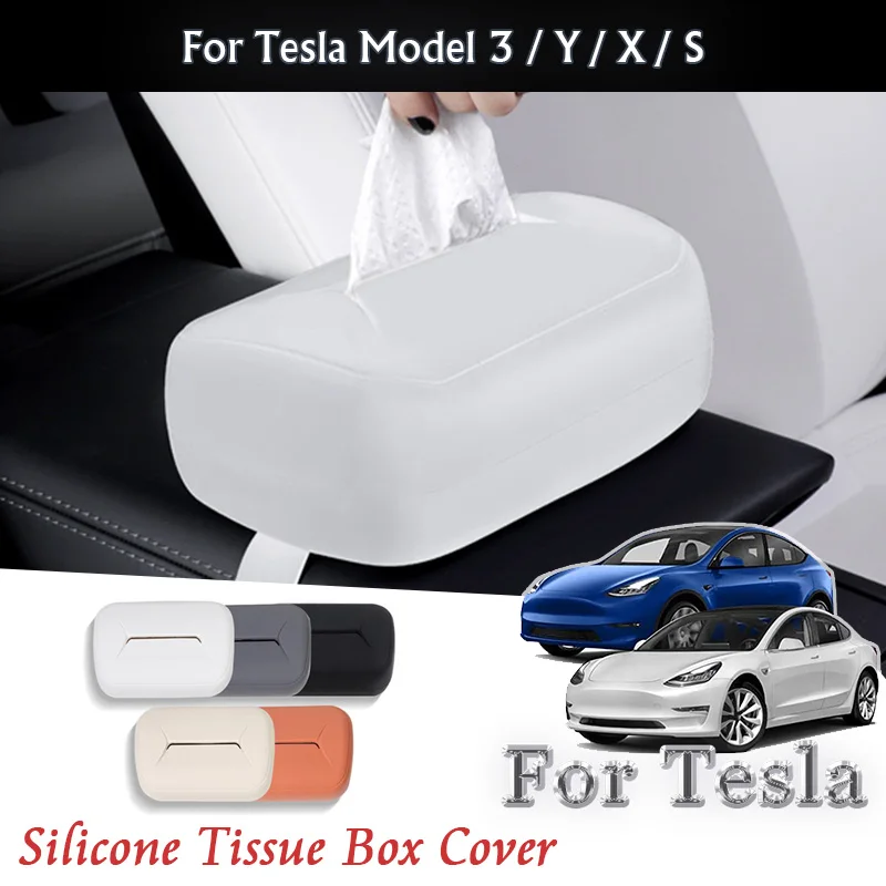 

For Tesla Model 3 Y X S 2017 2024 2025 Car Silicone Tissue Holder Storage Box Organizer Accessories Auto interior modification