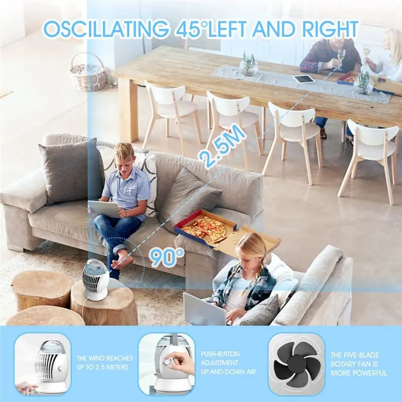 

WDL Portable Air Conditioner Fan Air Cooler Fan Electric Evaporative Cooler Desk Fan with Humidifier Function for Indoor