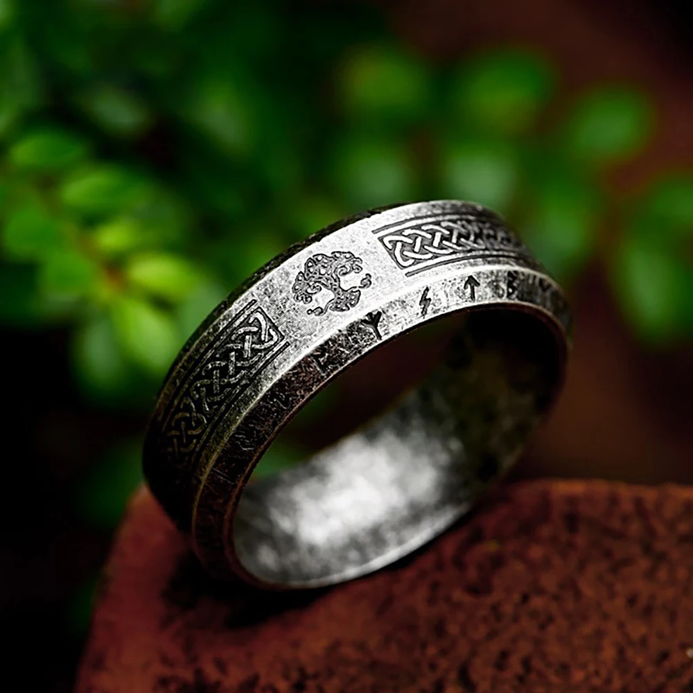 

Vintage Black Viking Tree Of Life Rings Stainless Steel Punk Fashion Nordic Celtic Knot Ring For Men Women Simple Amulet Jewelry