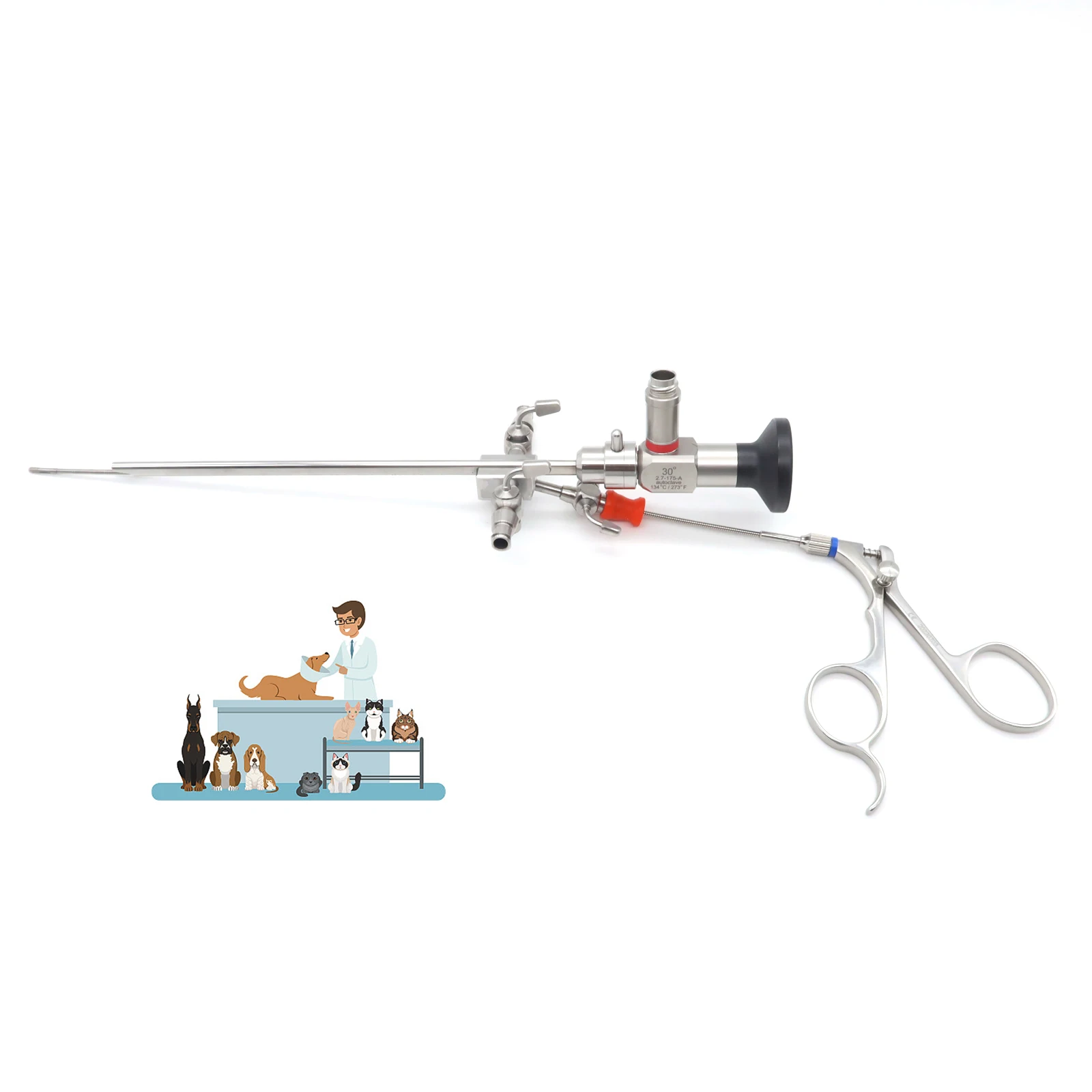 Veterinary Endoscope 2.7mm Diameter 14.5Fr Sheath with Forceps for Animal Surgery