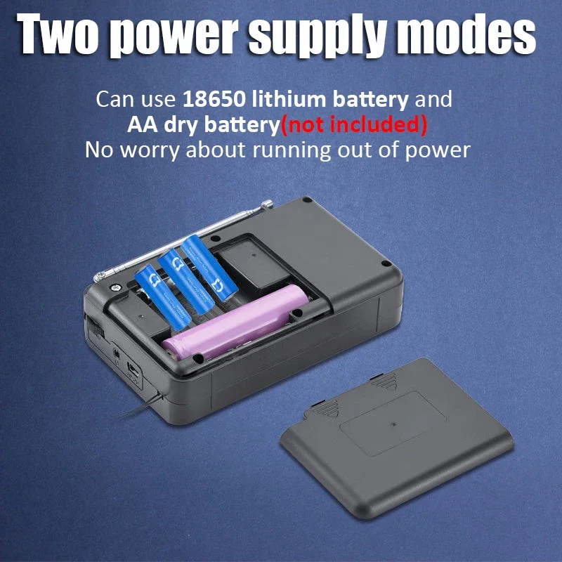 راديو محمول كامل النطاق FM/AM/SW يدعم TF/USB مع شاشة LCD مشغل موسيقى 3.5 ملم سماعة رأس Jackjavascript: