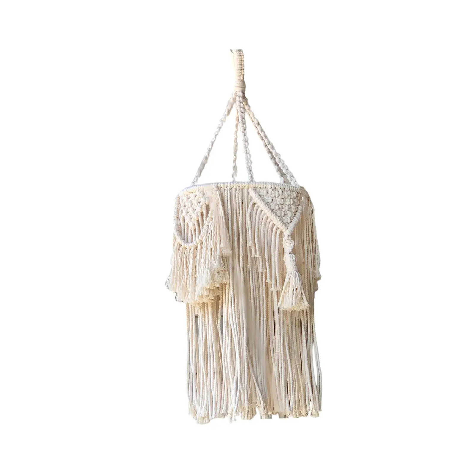 Macrame Lamp Shade Rustic Tassel Decorative Handwoven Ceiling Pendant Light