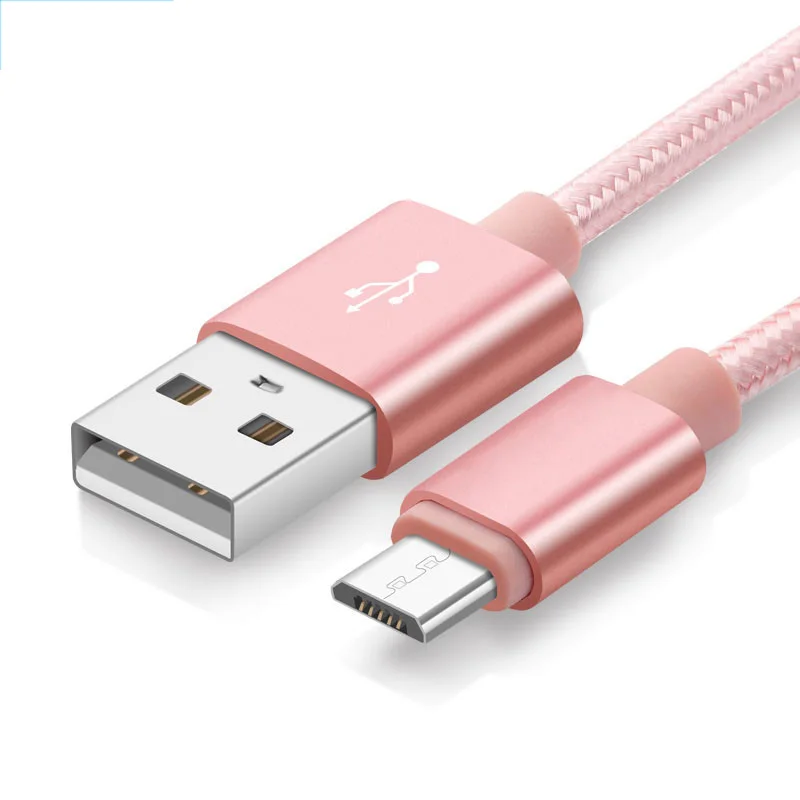 마이크로 USB 케이블 고속 충전 금속 편조 데이터 동기화 와이어, 샤오미 레드미 7 7A 화웨이 P 스마트 플러스 Y9 2019 Y8S Y6P 용, 5V 2.4A