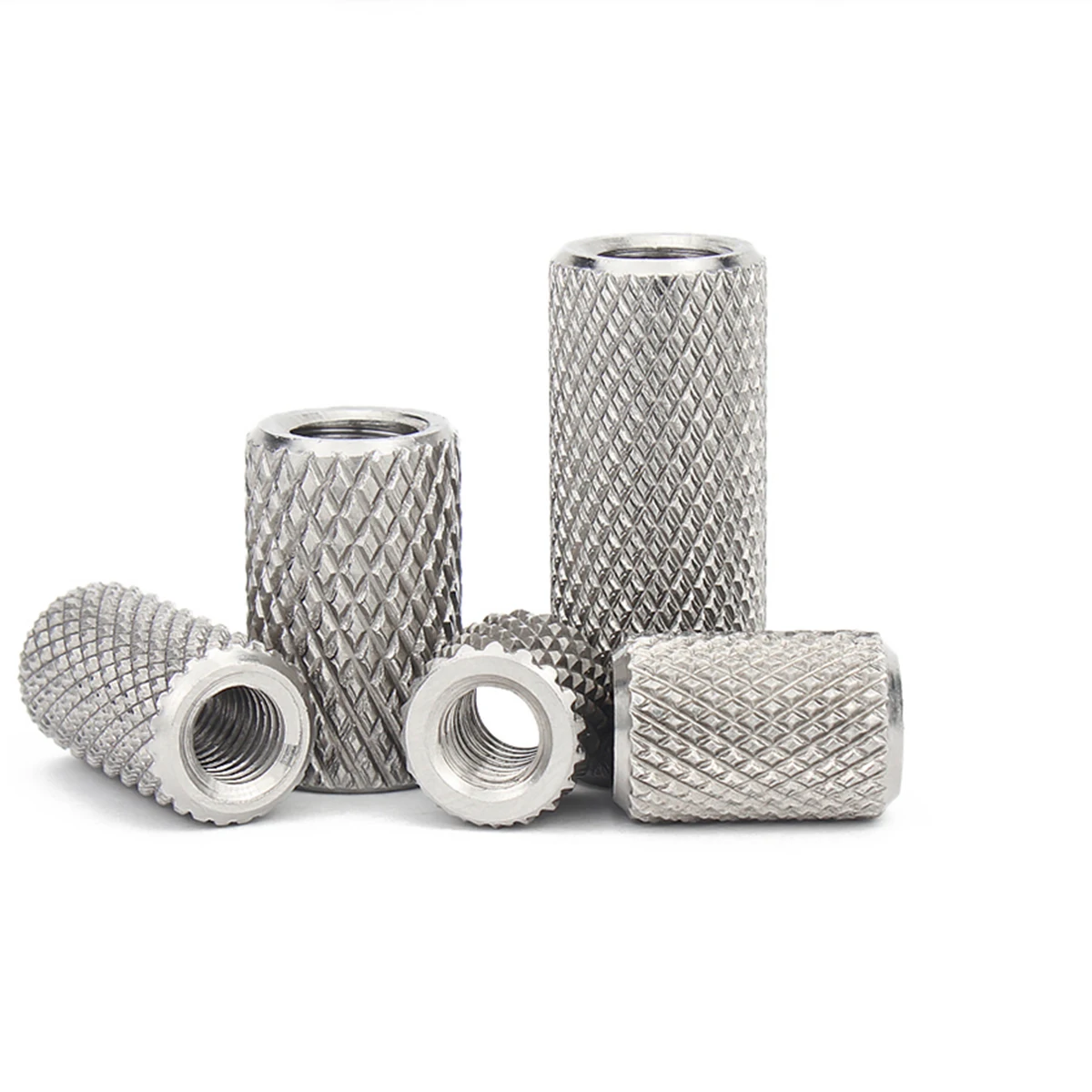 M3M4M5M6M8M10M12M16 304 Stainless Steel Extended Cylindrical Flat Head Hand Twisted Knurled Mesh Nut