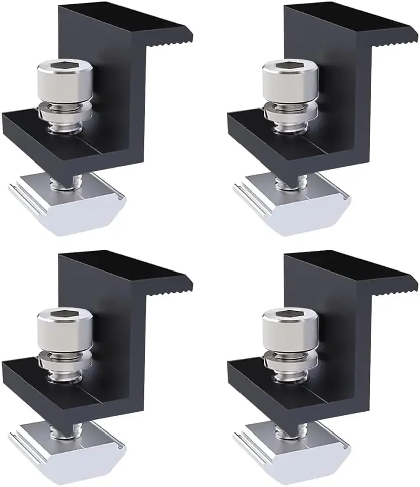 4Pcs Solar Panel End Clamp, Aluminum End Clamp PV Mounting Bracket Solar Panel Z Clips for Mounting Solar Panels, 30-40mm