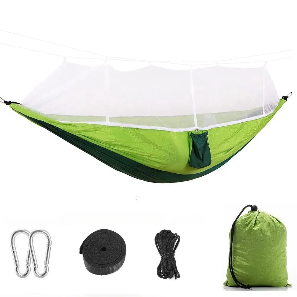 Camping Hammock with Mosquito Net, Portable Double Hammock Tent Load Two People with 2 Straps, Best for Outdoor Garden Hiking Tr