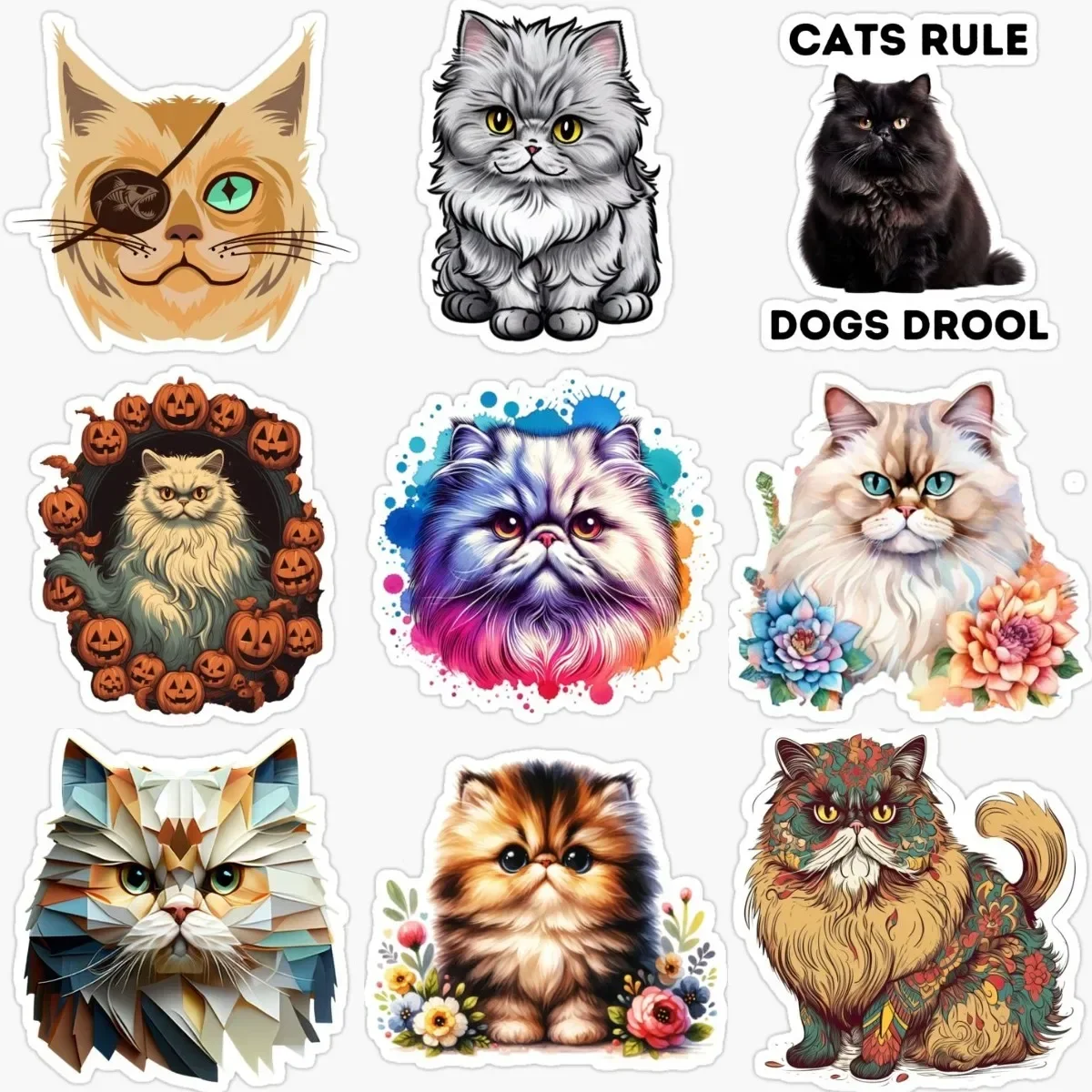 

Creative Persian Cat Pets Personalized PVC Sticker for Decorate Door Fridge Wall Window Car Van Bicycle Decal Accessories