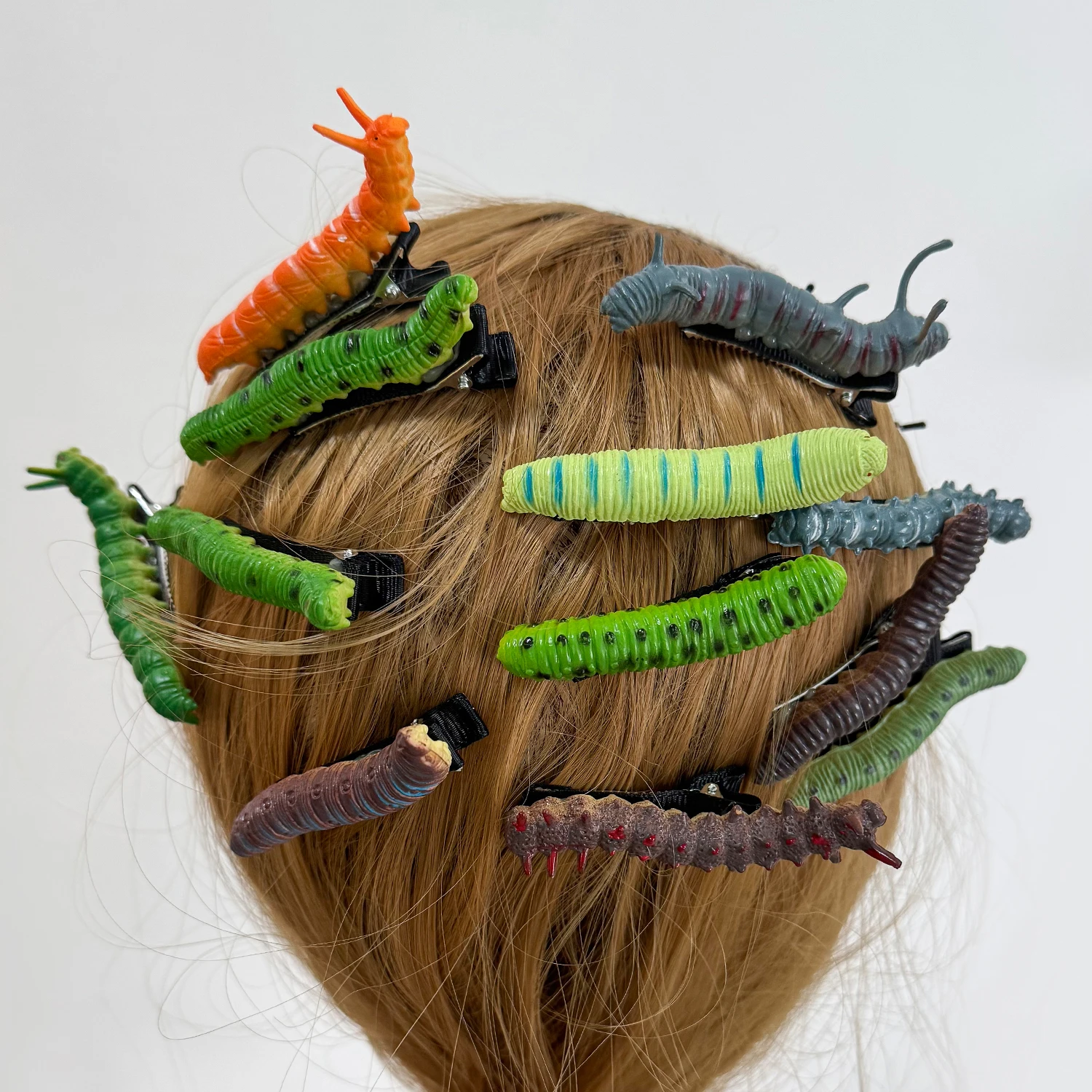 12pcs Cartoon Caterpillar Hair Clips Cute Caterpillar Hair Pins Set for Women Girls Cute Design Resin Hairpin for Party