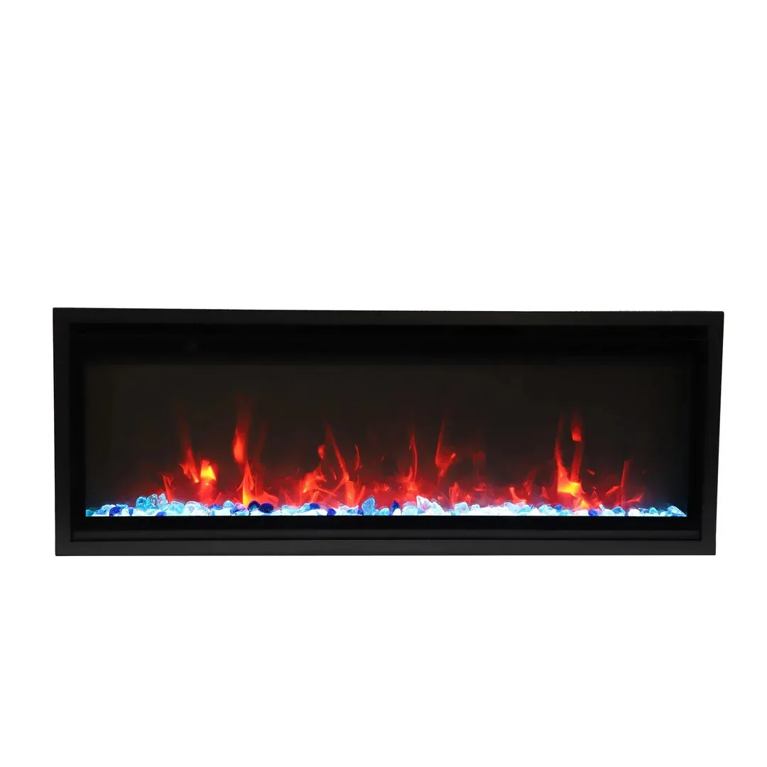 Modern Steel Wall Mounted Electric Fireplace Household Recessed Design Remote Control English Operating Language for Indoor Use