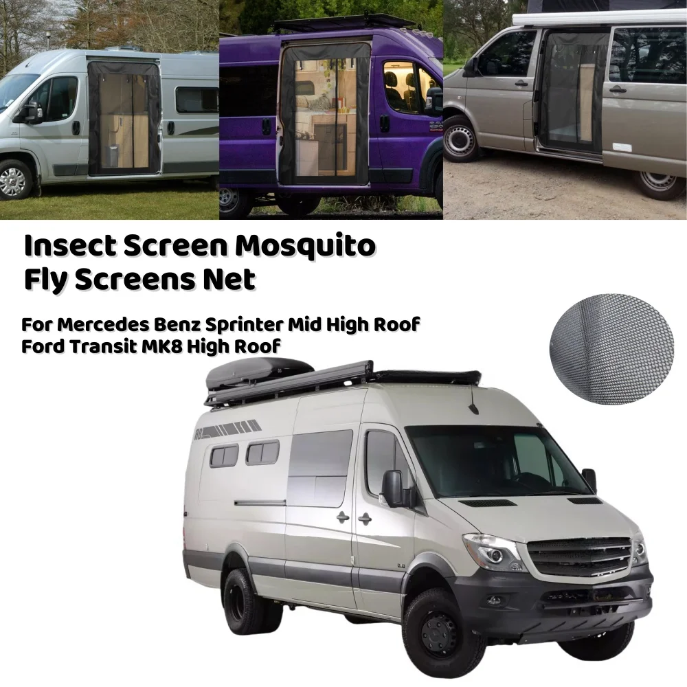 RV Insect Screen Mosquito Fly Screens Net Sunshade Privacy Curtain For Mercedes Benz Sprinter Ford Transit MK8 High Roof Van