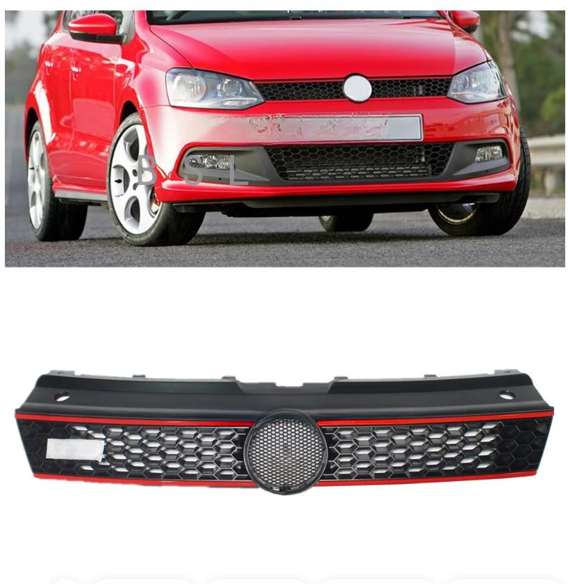 ABS Front Bumper Grille For  Volkswagen VW Polo 6R 2010-2013  GTI Style Honeycomb Mesh Center Grille