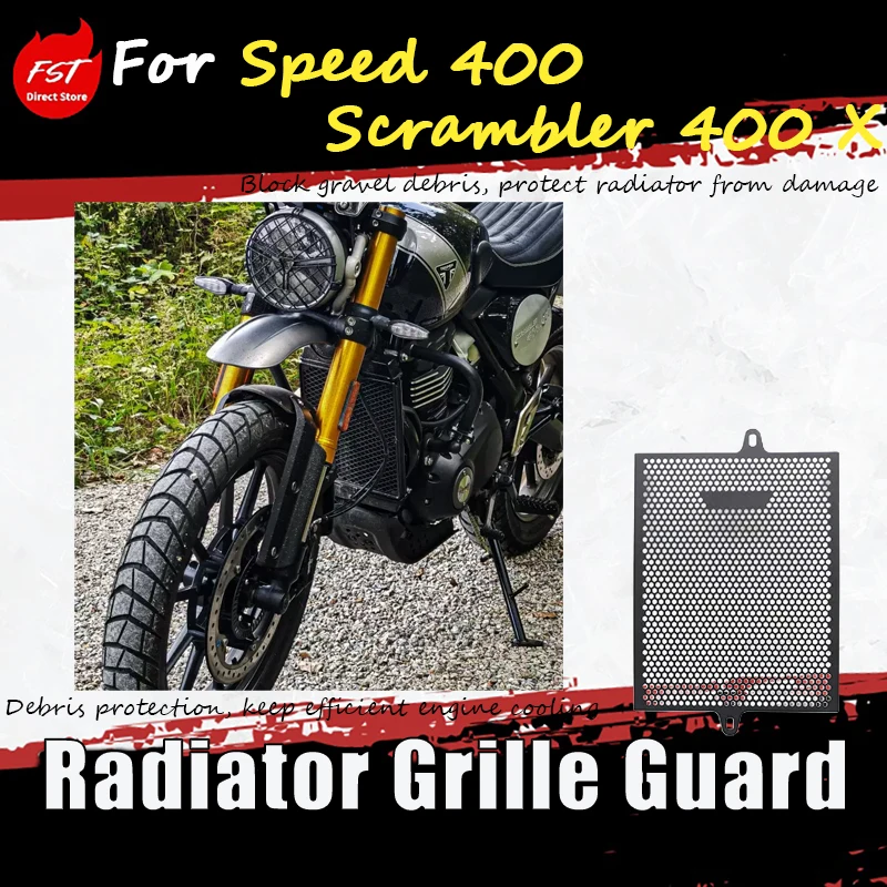 

For Speed 400 Scrambler 400 X, special modified water tank protection net and radiator metal protective cover accessories