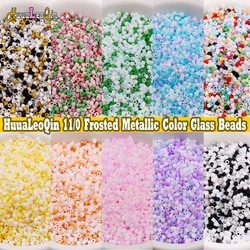 840pcs 1.6mm Frosted Metallic Color Glass Beads 11/0 Uniform Loose Spacer Seed Beads for Needlework Jewelry Making DIY Sewing
